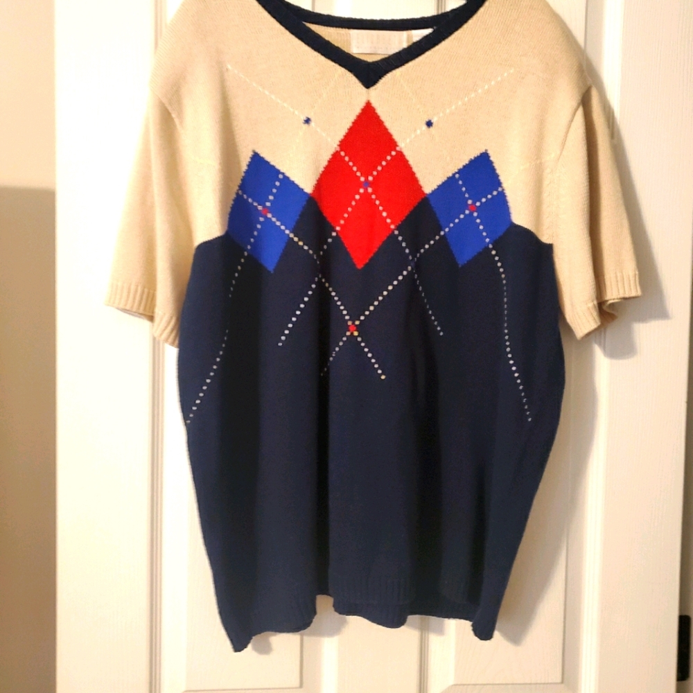 Argyle Pattern Crew Neck Sweater